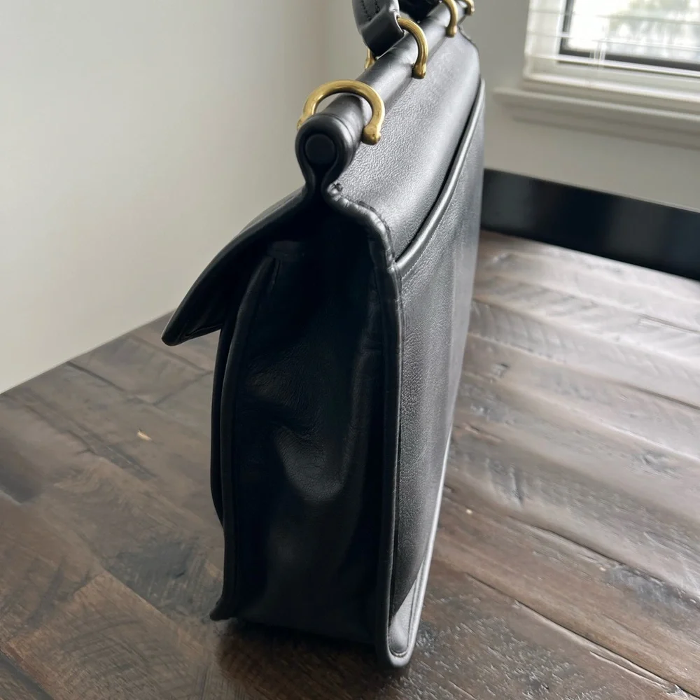 Coach Vintage Black Leather Briefcase Bag - Picture 4 of 8